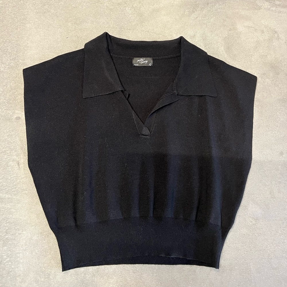 Black Sleeveless Knit Top